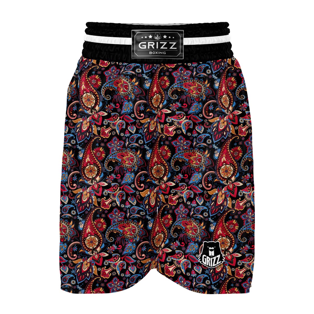 Black Paisley Boxing Shorts-grizzshop