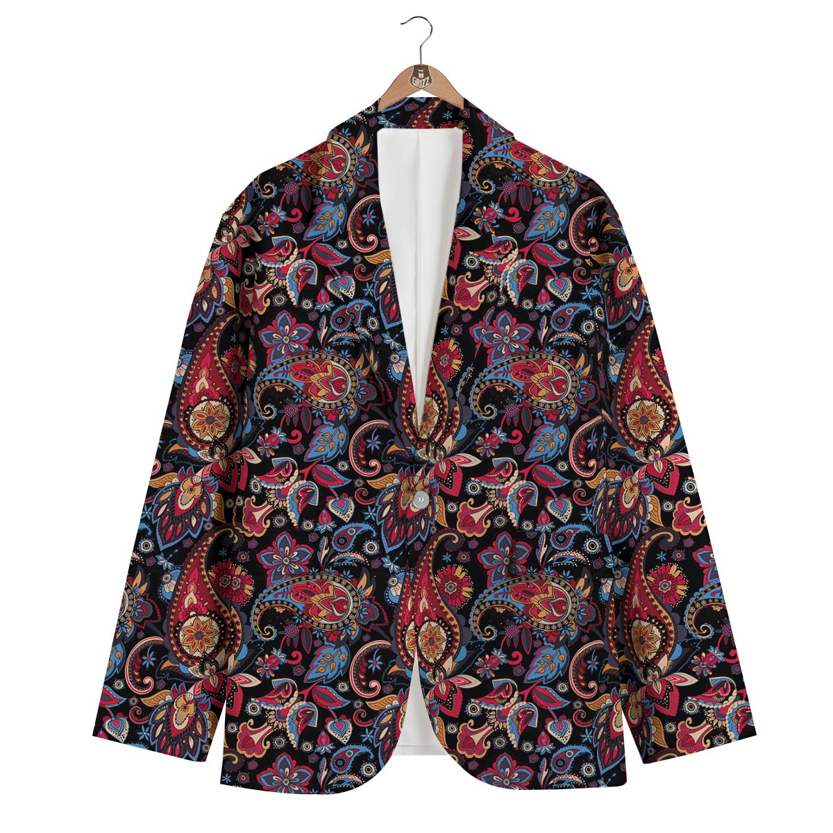 Black Paisley Men's Blazer-grizzshop