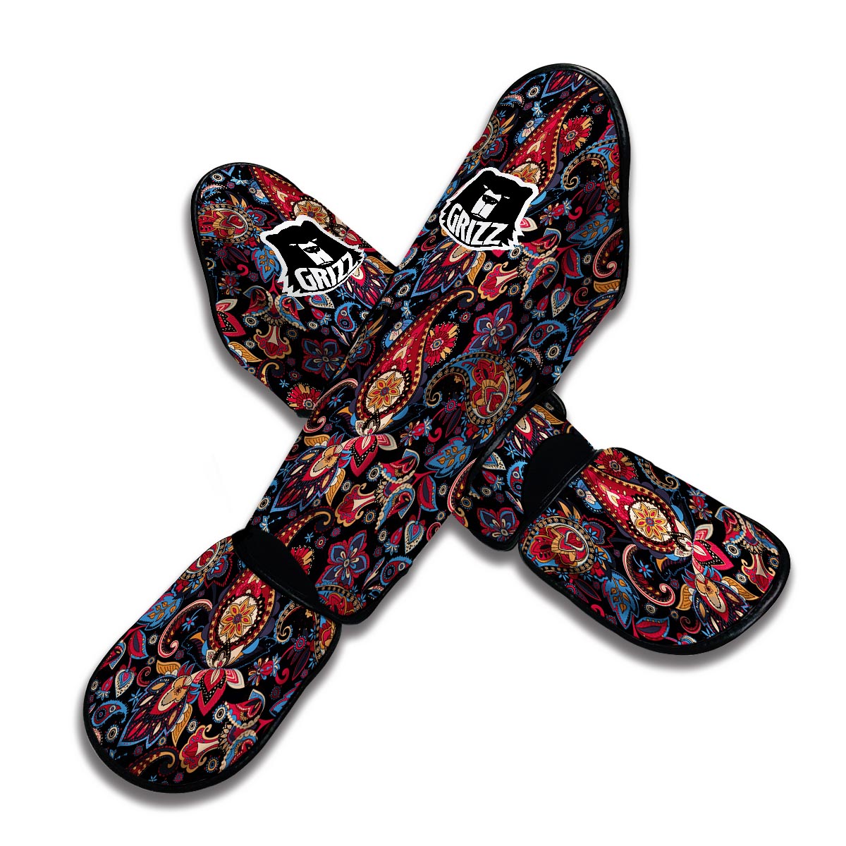 Black Paisley Muay Thai Shin Guards-grizzshop