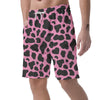 Black Pink Cow Print Men's Shorts-grizzshop