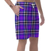 Black Purple Plaid Tartan Men's Shorts-grizzshop