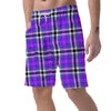 Black Purple Plaid Tartan Men's Shorts-grizzshop