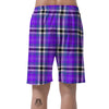 Black Purple Plaid Tartan Men's Shorts-grizzshop