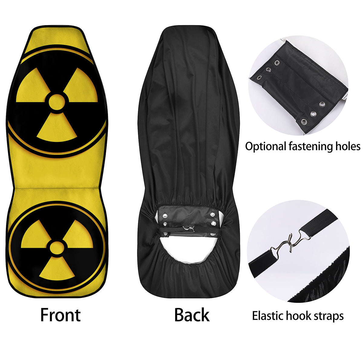 Black Radioactive On Yellow Print Car Seat Covers-grizzshop