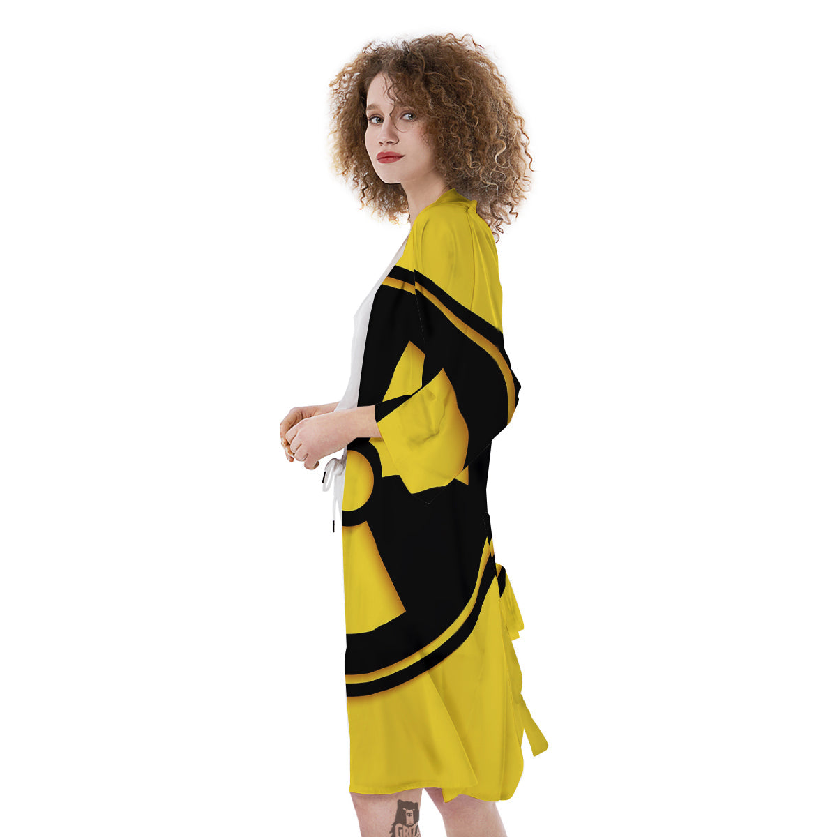 Black Radioactive On Yellow Print Kimono-grizzshop
