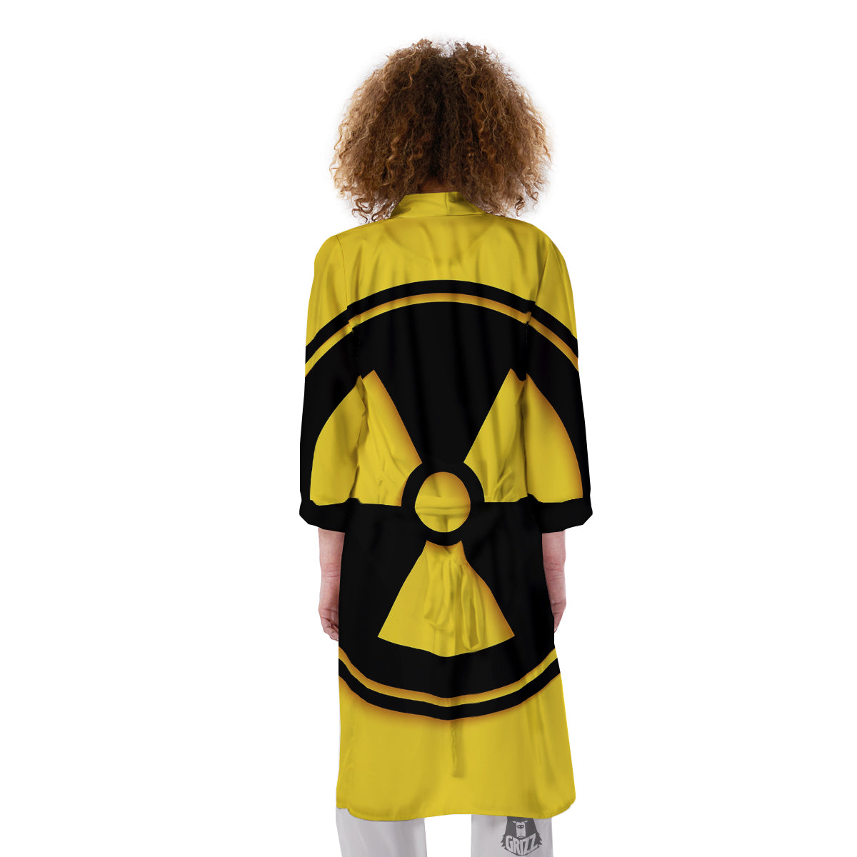 Black Radioactive On Yellow Print Kimono-grizzshop