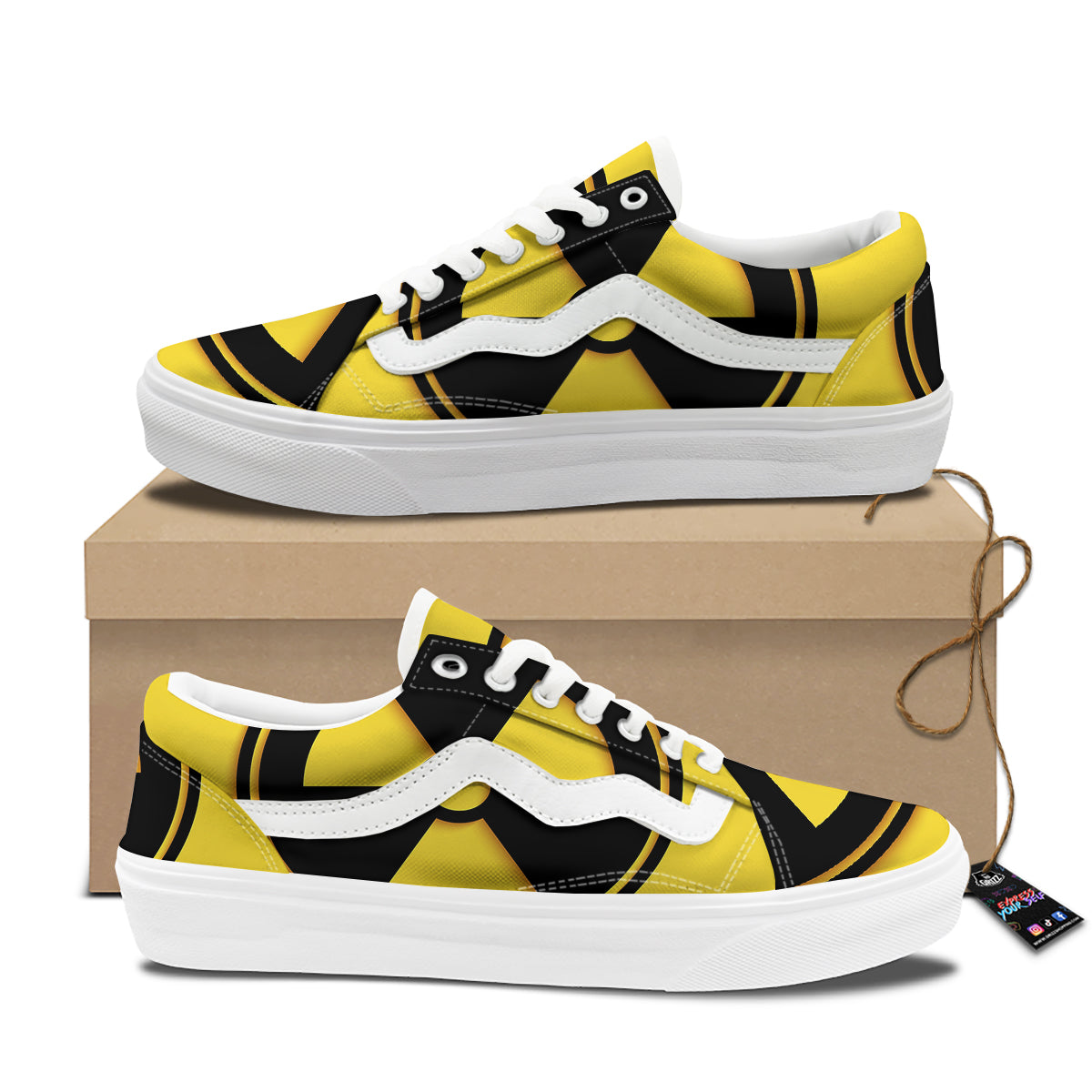 Black Radioactive On Yellow Print Skate Shoes-grizzshop