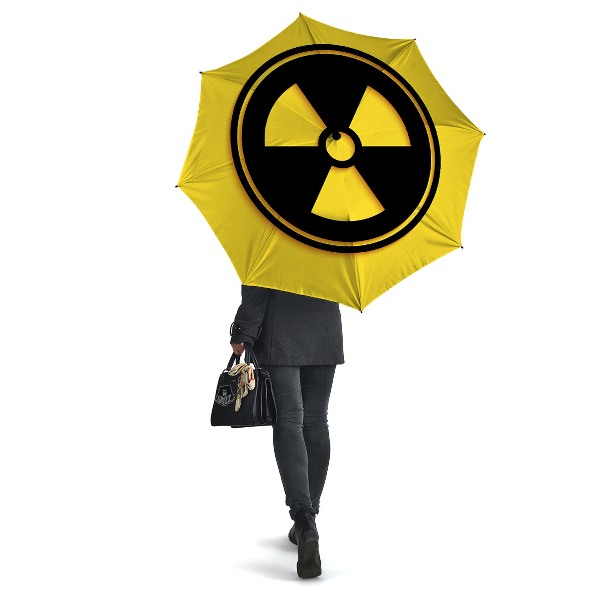 Black Radioactive On Yellow Print Umbrella-grizzshop