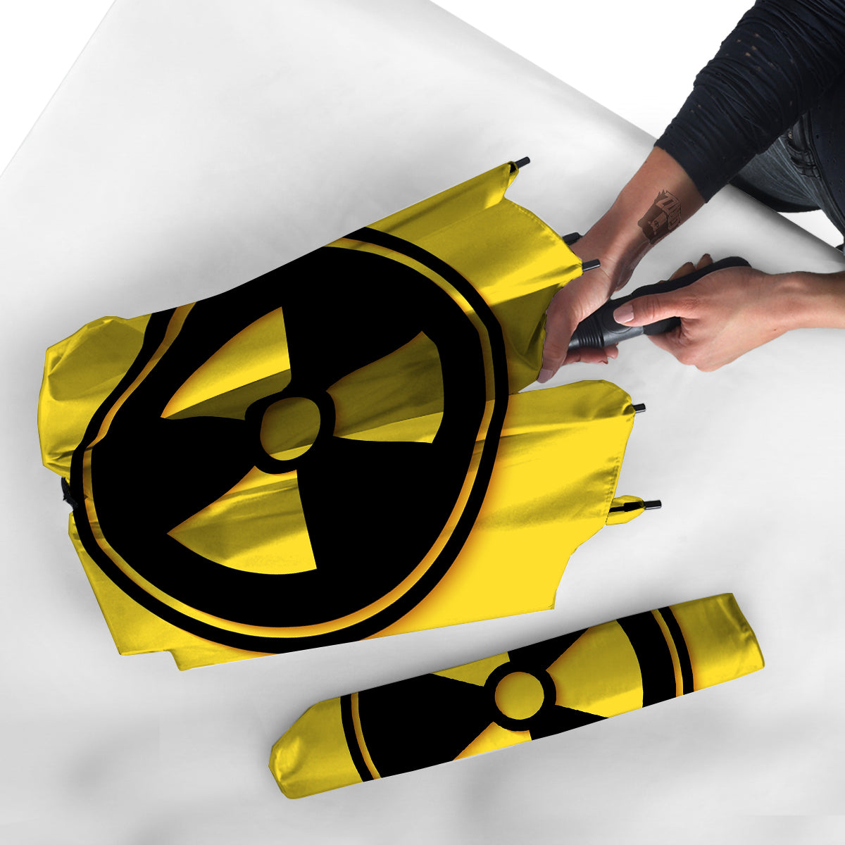 Black Radioactive On Yellow Print Umbrella-grizzshop