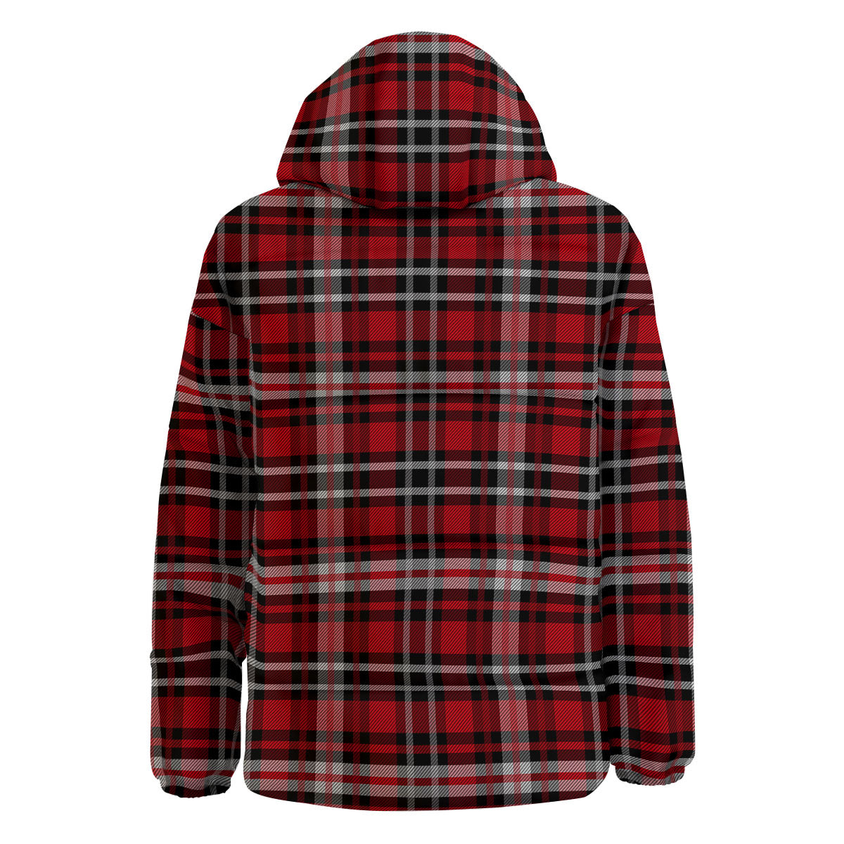Black Red And White Tartan Print Pattern Down Jacket-grizzshop