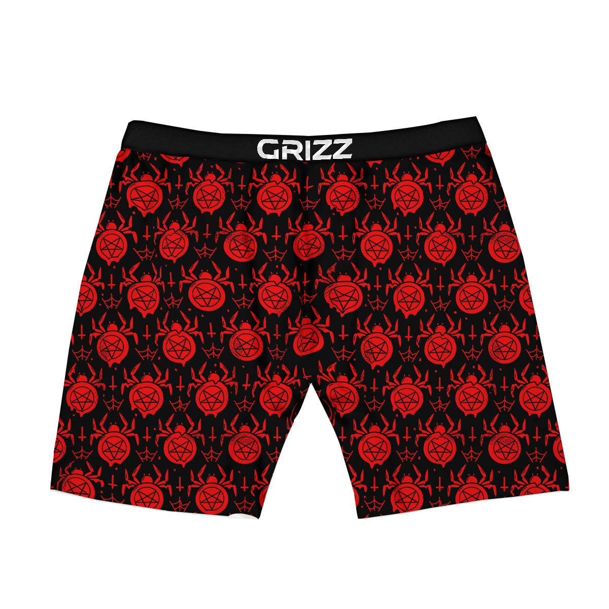 Black Red Spider Pentagram Print Pattern Boxer Briefs-grizzshop