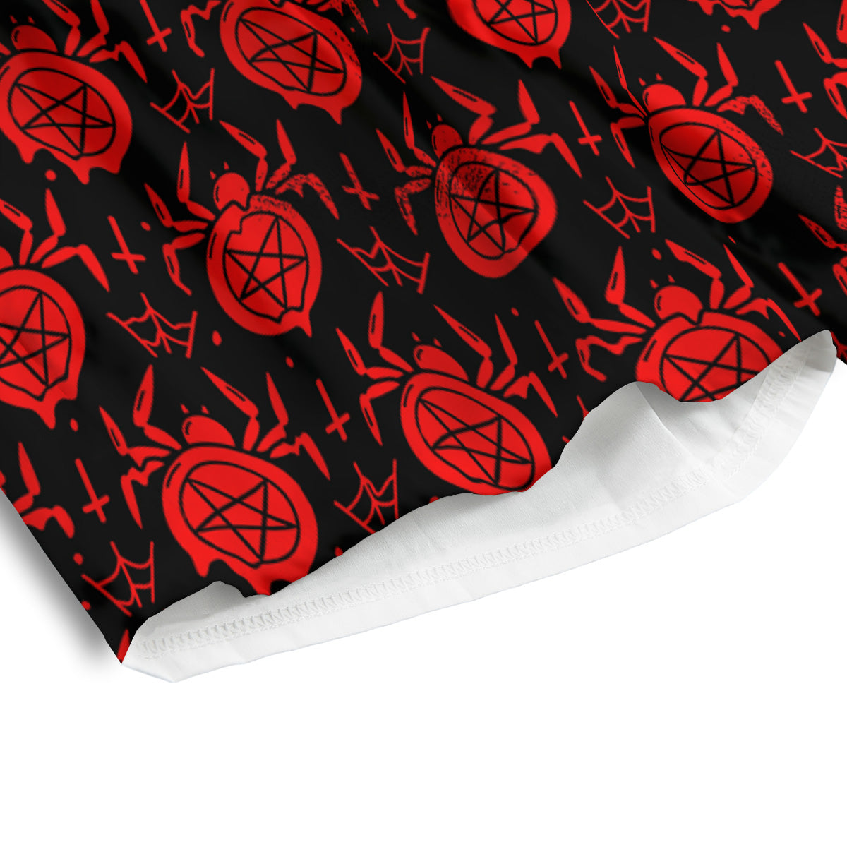Black Red Spider Pentagram Print Pattern Men's Athletic Shorts