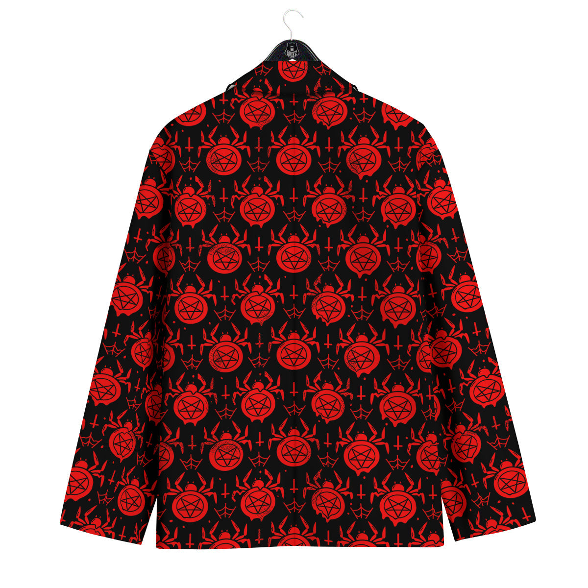 Black Red Spider Pentagram Print Pattern Men's Sport Coat-grizzshop