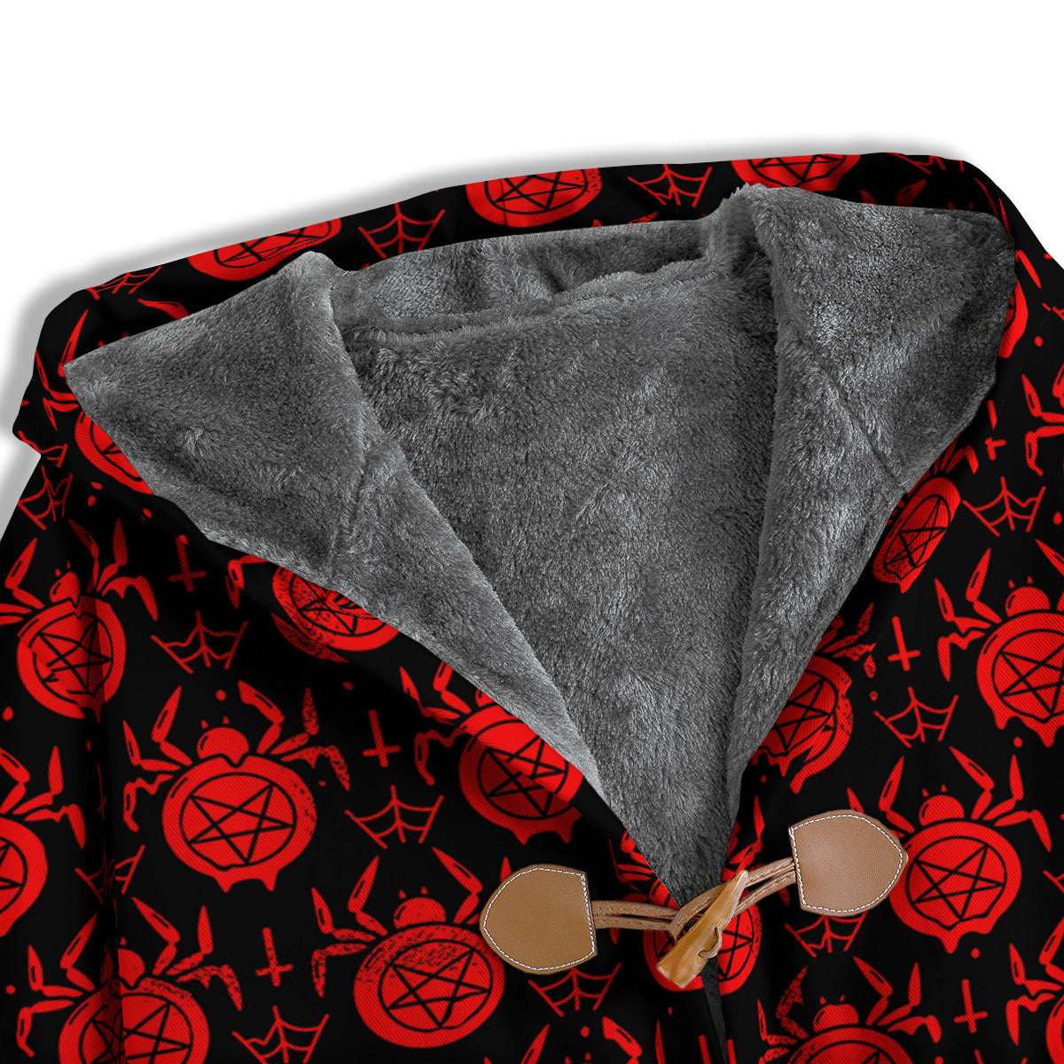 Black Red Spider Pentagram Print Pattern Men's Windbreaker Jacket-grizzshop
