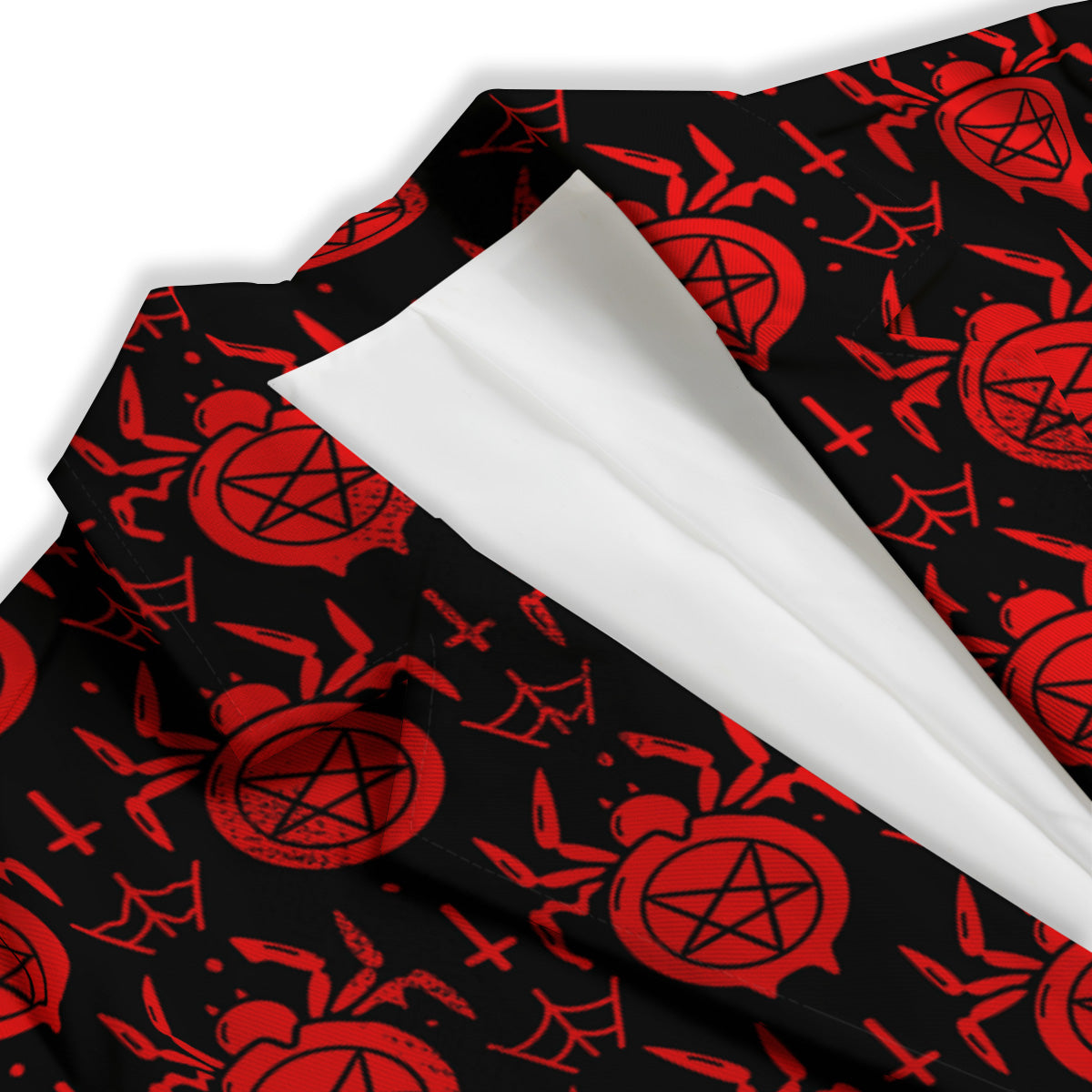 Black Red Spider Pentagram Print Pattern Women's Blazer-grizzshop