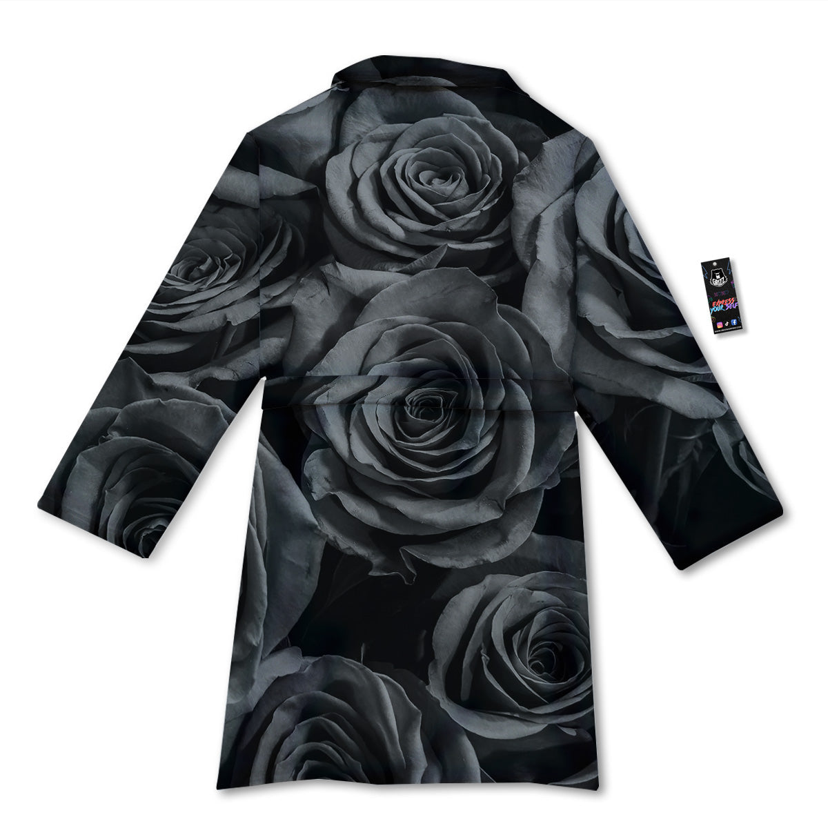 Black Rose Print Bathrobe-grizzshop