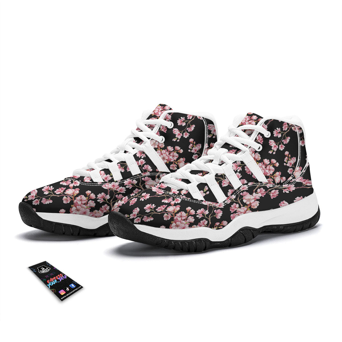 Black Sakura White Bball Shoes-grizzshop