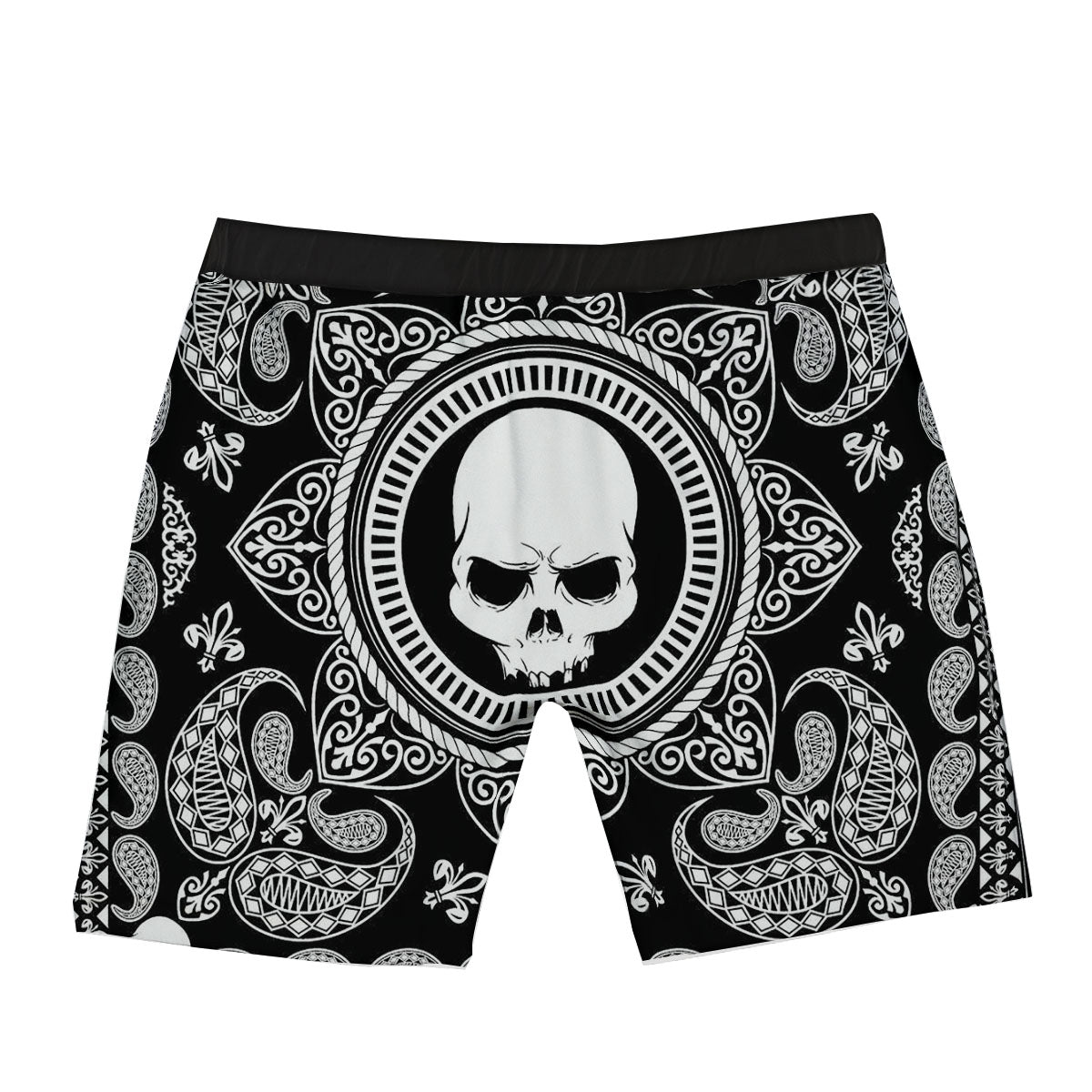 Black Skull Bandana Print Boxer Briefs-grizzshop