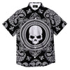 Black Skull Bandana Print Button Up Shirt-grizzshop