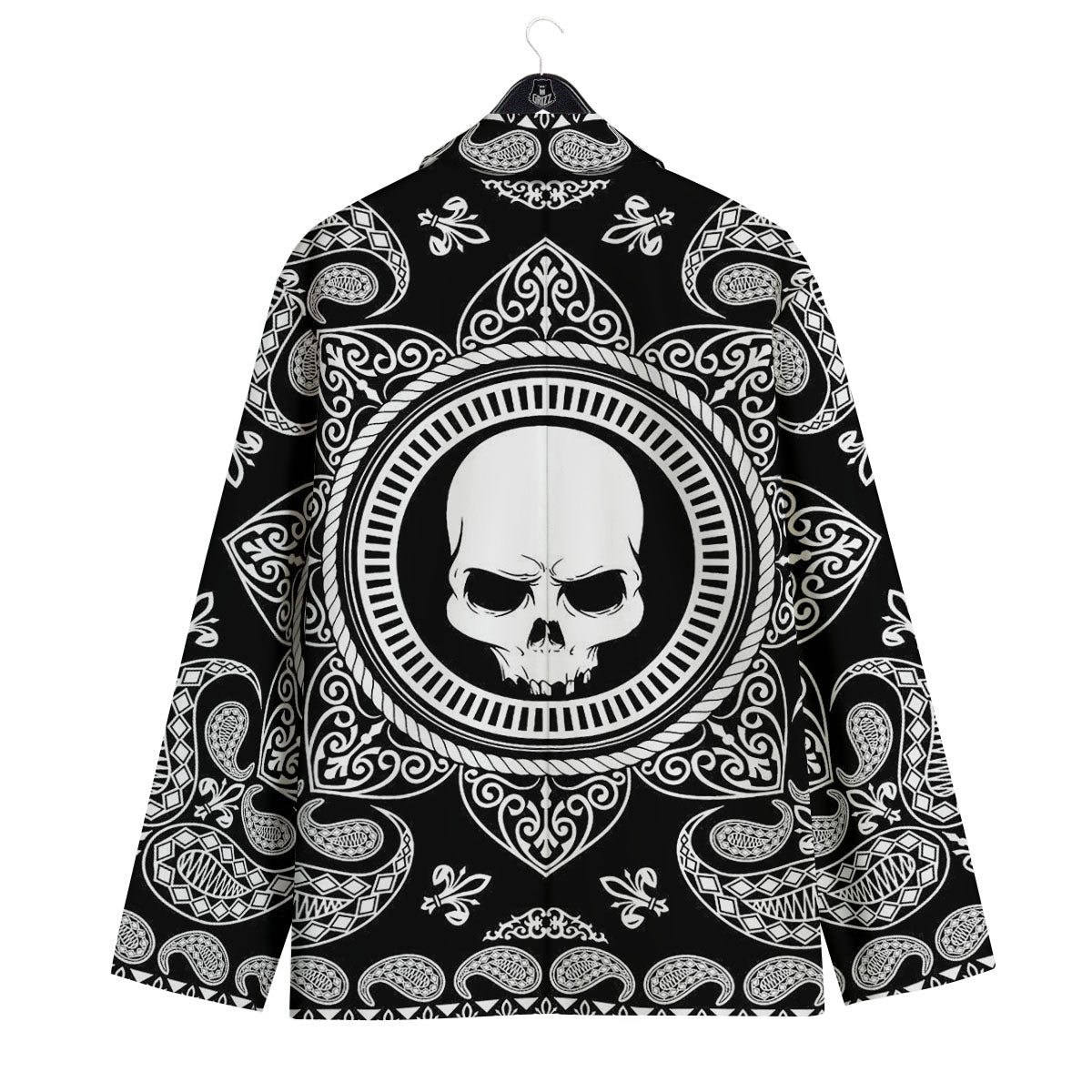 Black Skull Bandana Print Men's Sport Coat-grizzshop