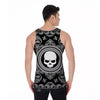 Black Skull Bandana Print Men's Tank Top-grizzshop