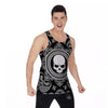 Black Skull Bandana Print Men's Tank Top-grizzshop