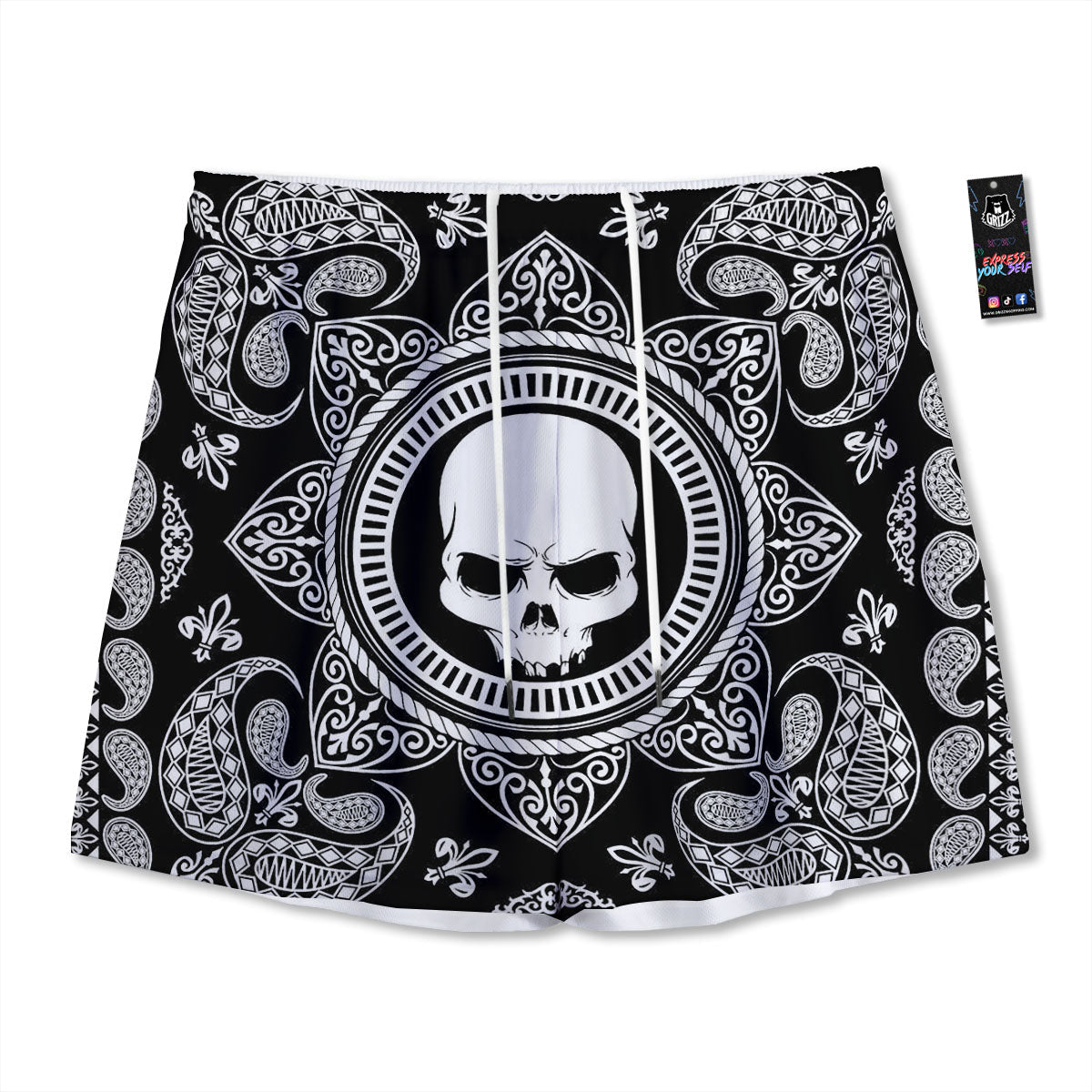 Check Black And Grey Print Pattern Mesh Shorts