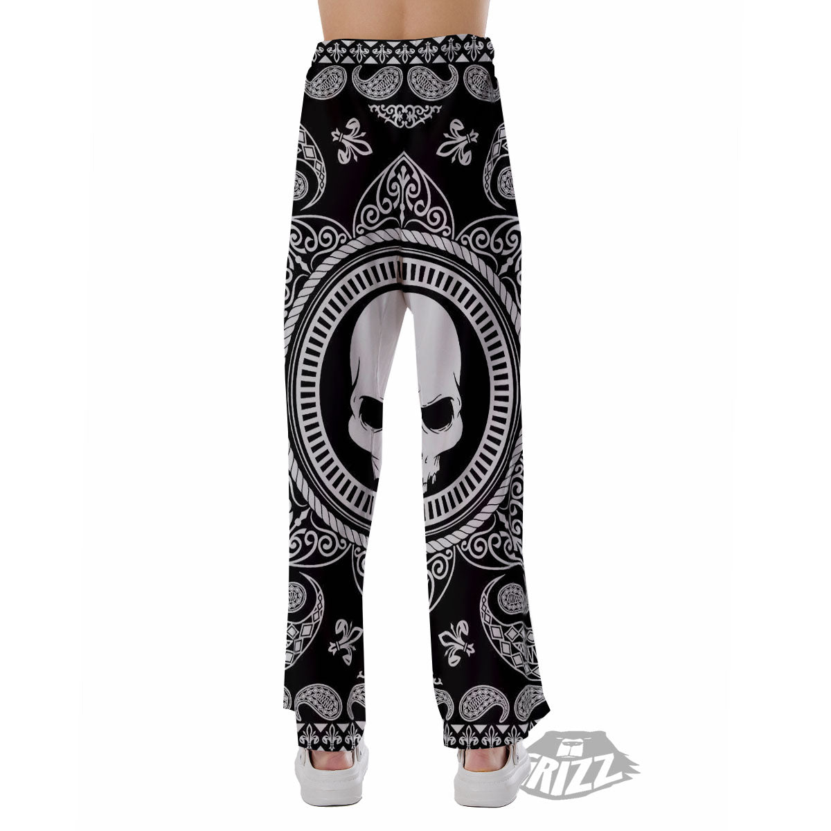 Black Skull Bandana Print Pajama Pants-grizzshop