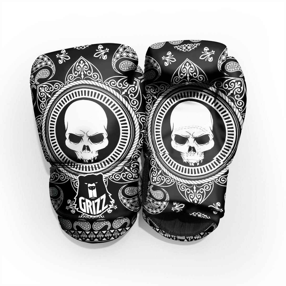Black Skull Bandana Print Pro Boxing Glove