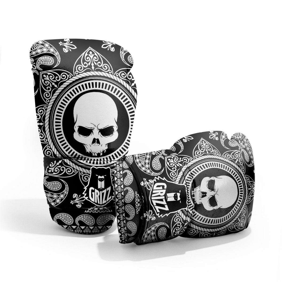 Black Skull Bandana Print Pro Boxing Glove