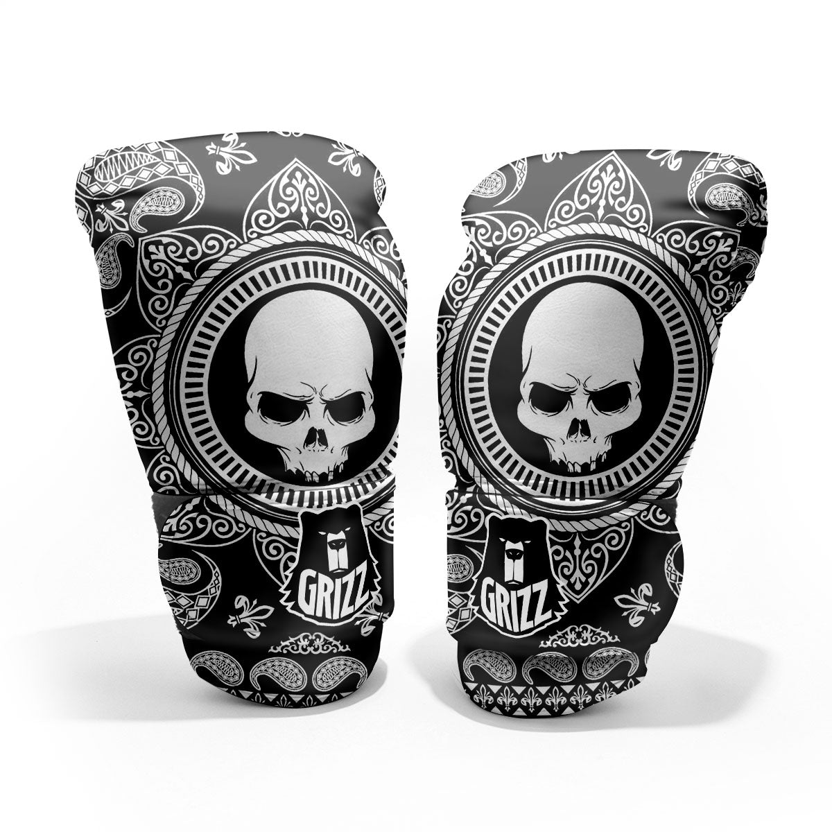 Black Skull Bandana Print Pro Boxing Glove