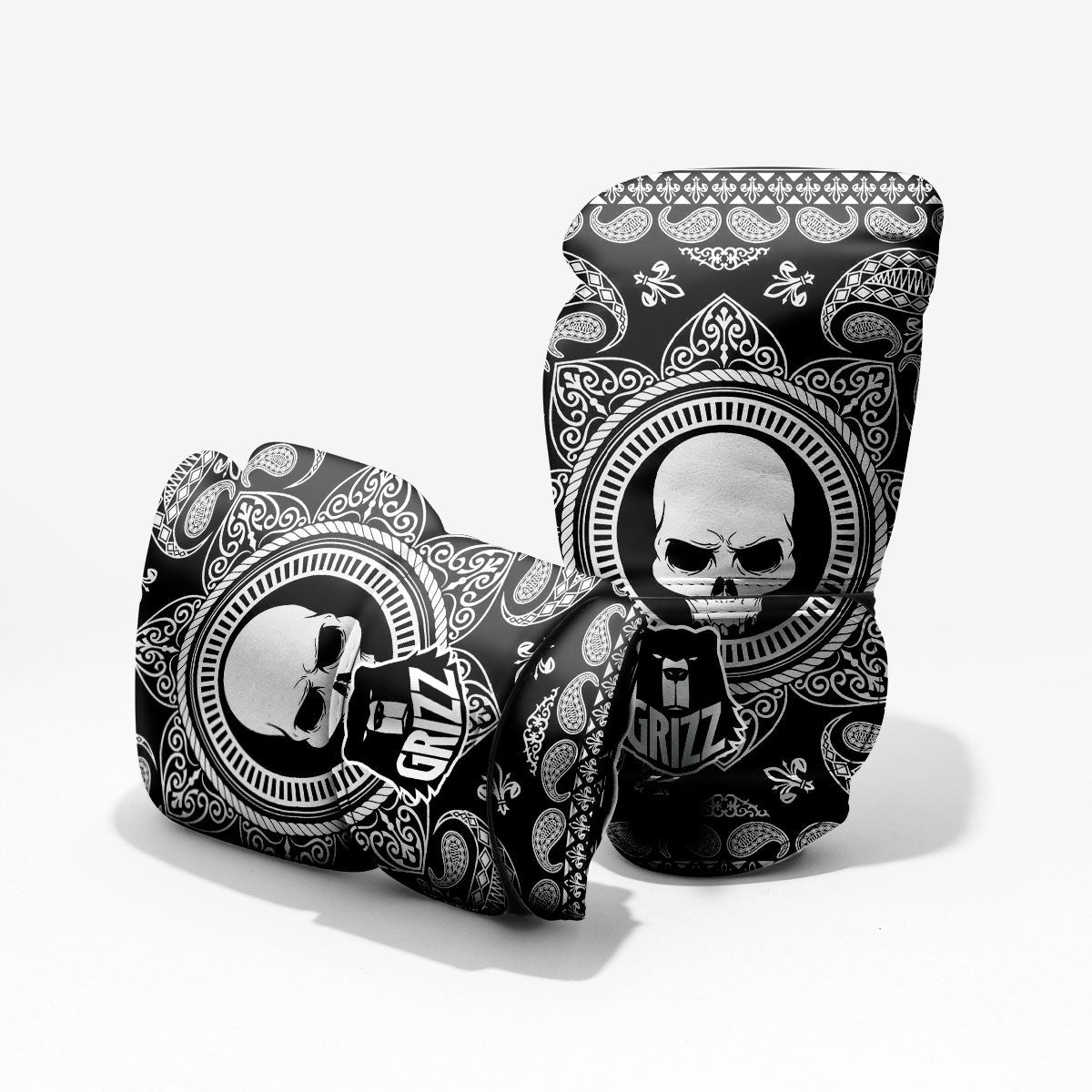 Black Skull Bandana Print Pro Boxing Glove