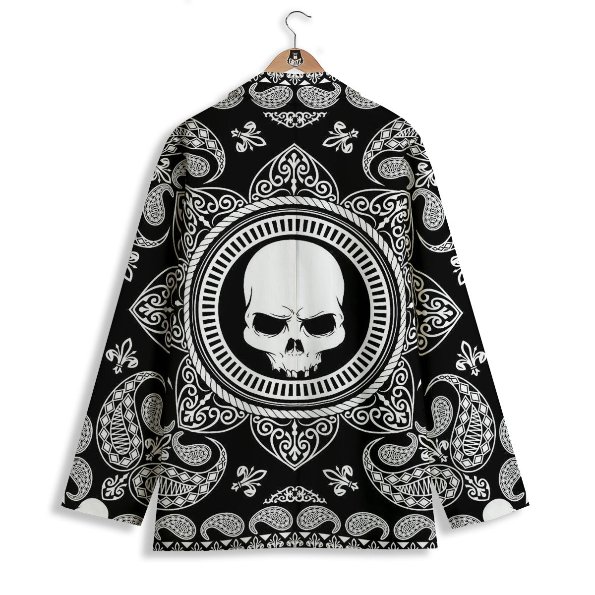 Black Skull Bandana Print Women's Blazer-grizzshop