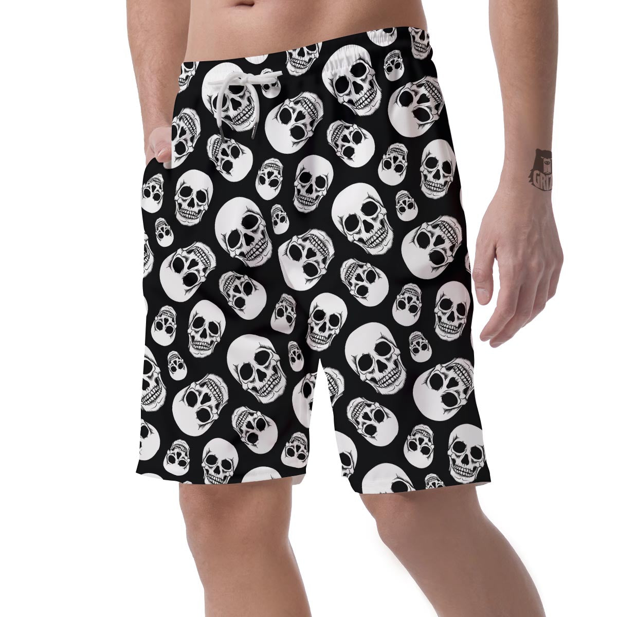 Black Skull Men's Shorts-grizzshop