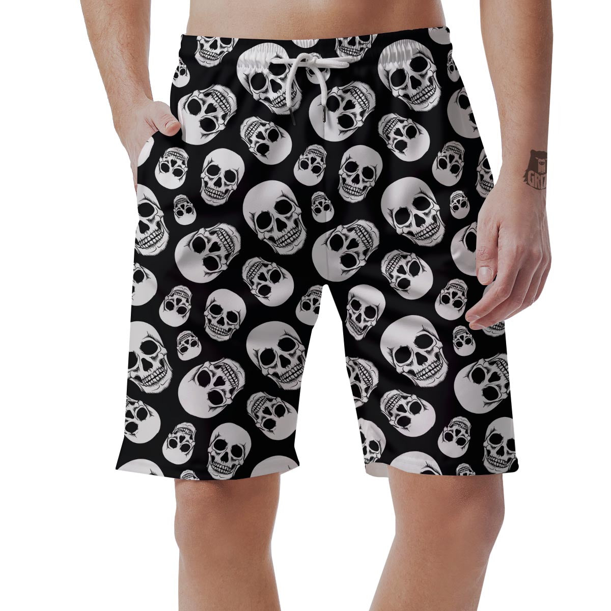 Black Skull Men's Shorts-grizzshop