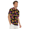 Black Skull Trippy Psychedelic Men's Golf Shirts-grizzshop