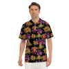 Black Skull Trippy Psychedelic Men's Golf Shirts-grizzshop