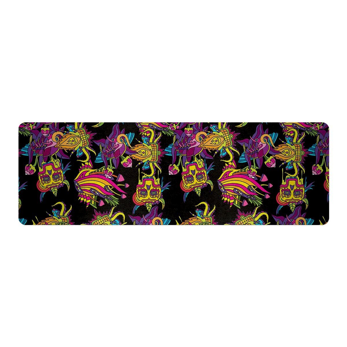 Black Skull Trippy Psychedelic Thin Yoga Mat-grizzshop