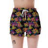 Black Skull Trippy Psychedelic Women's Shorts-grizzshop