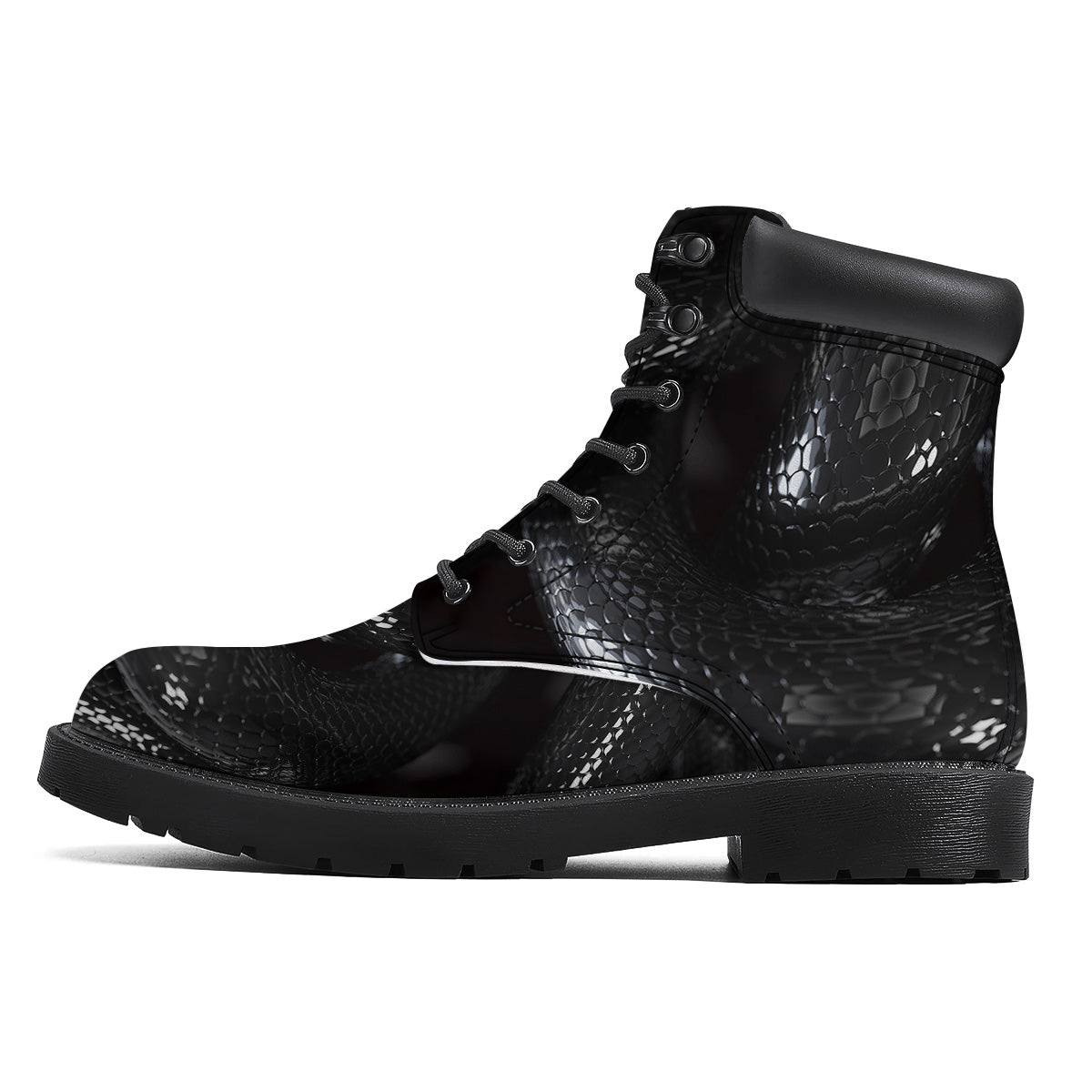 Black Snake Print Boots-grizzshop