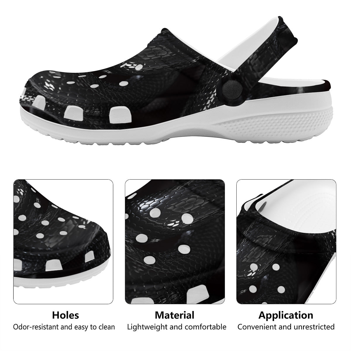 Black Snake Print Clog-grizzshop
