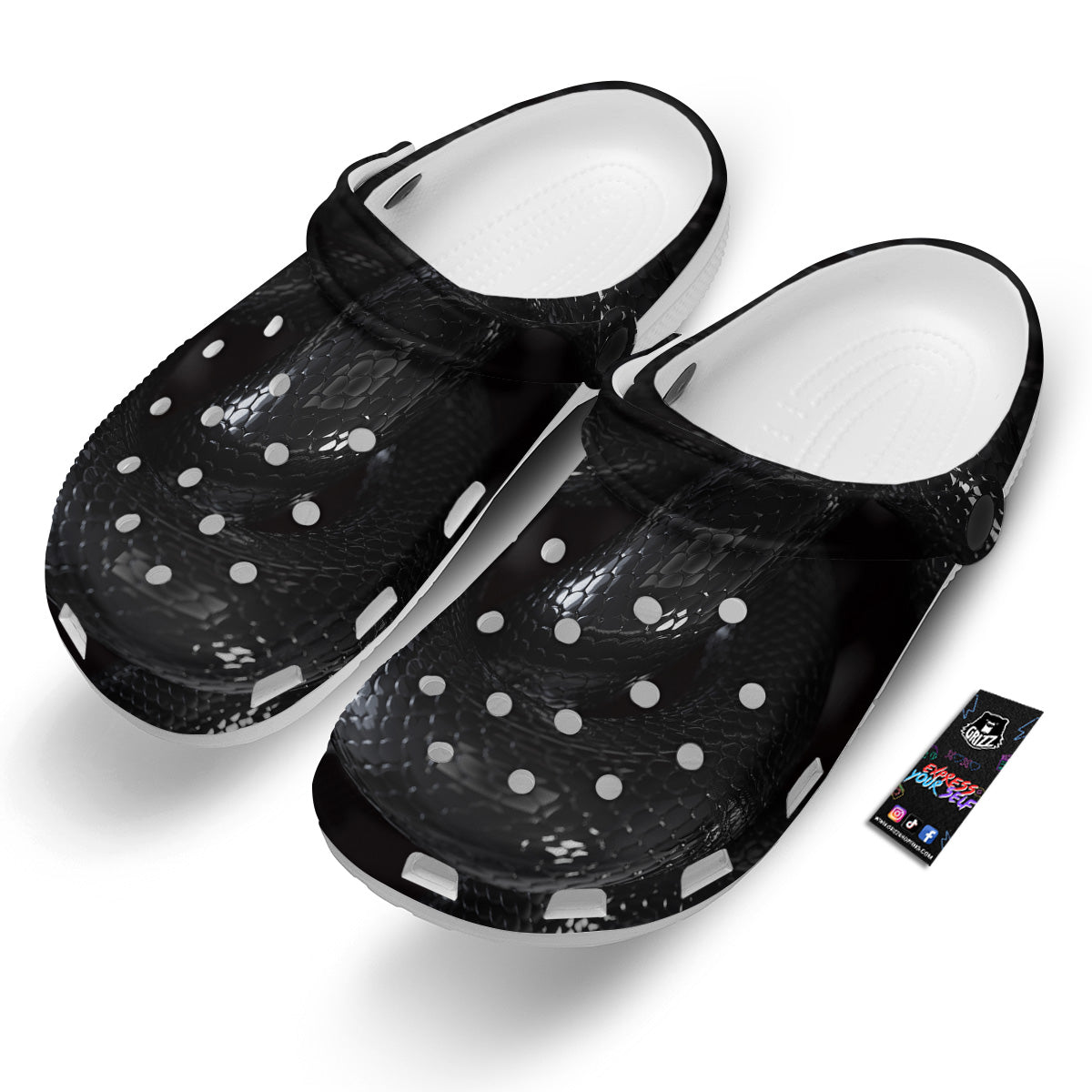 Black Snake Print Clog-grizzshop