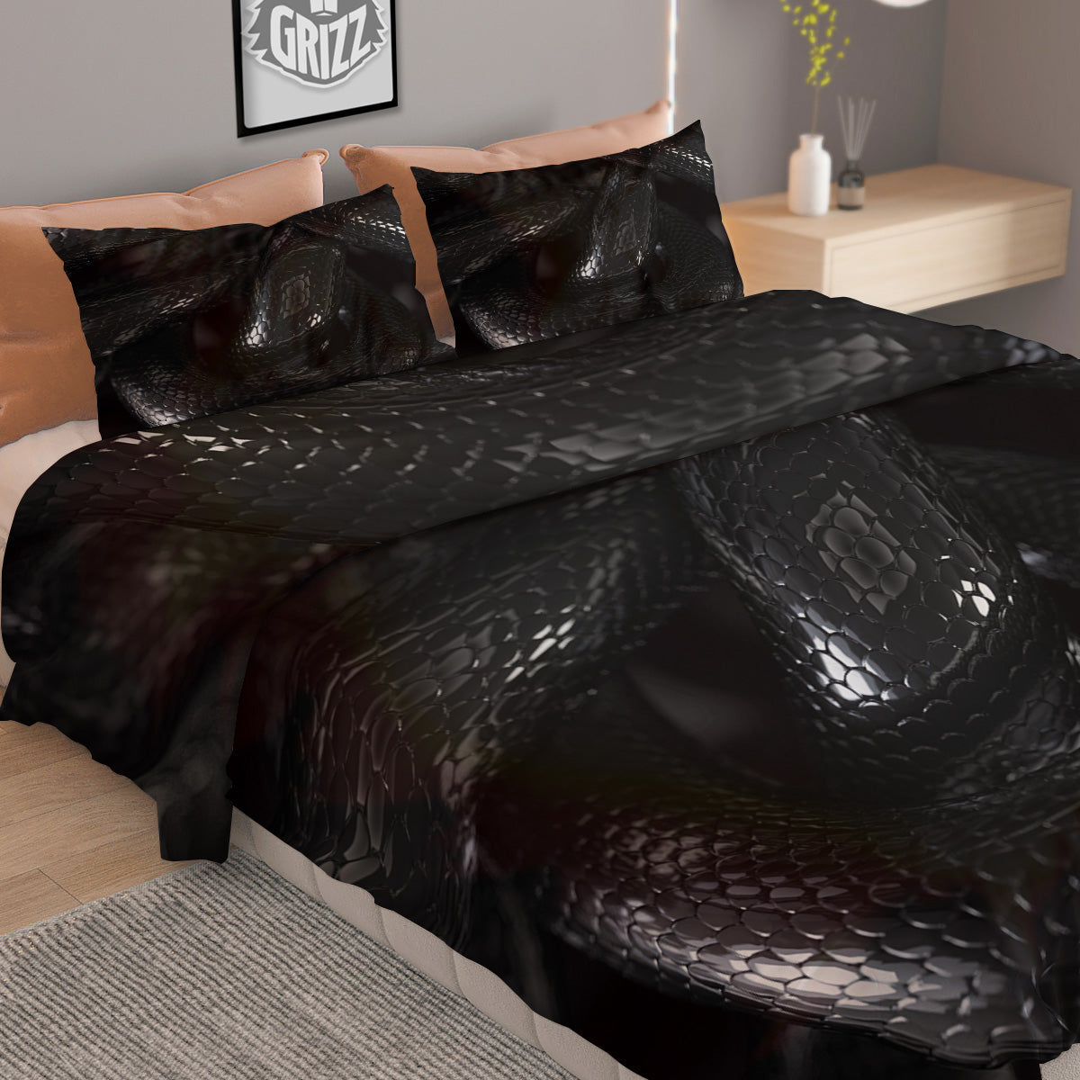 Black Green And White Tartan Print Duvet Cover Bedding Set