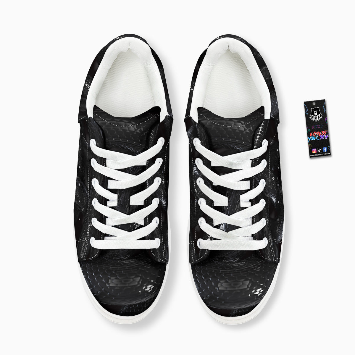 Black Snake Print Platform Shoes-grizzshop