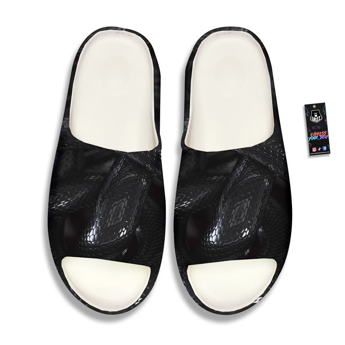 Black Snake Print Sandals-grizzshop