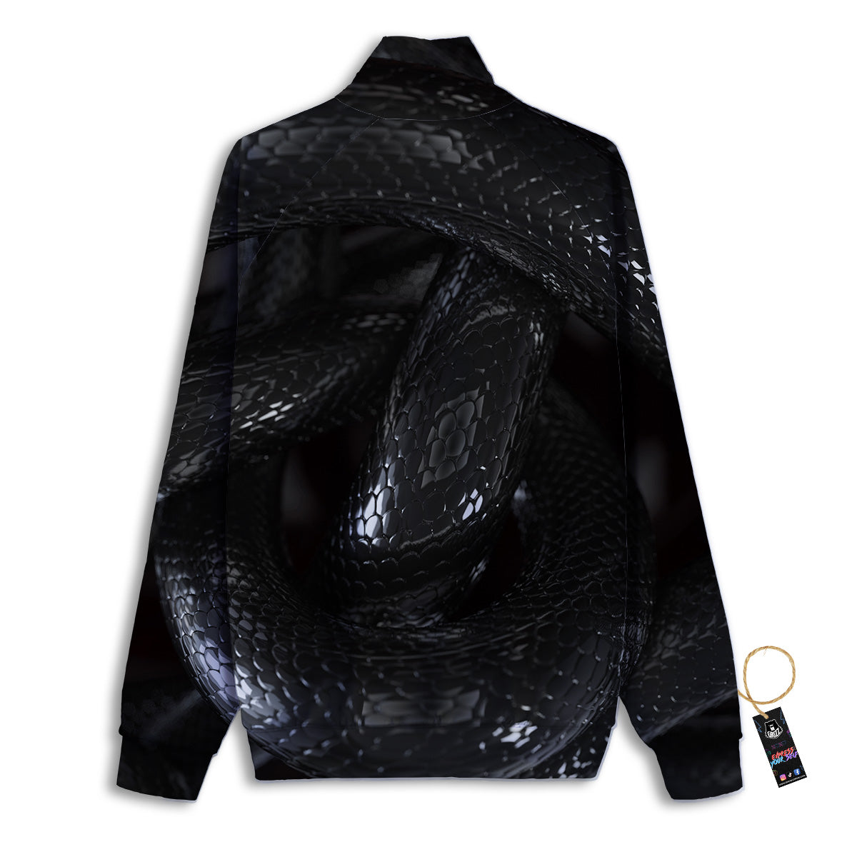 Black Snake Print Track Jacket-grizzshop