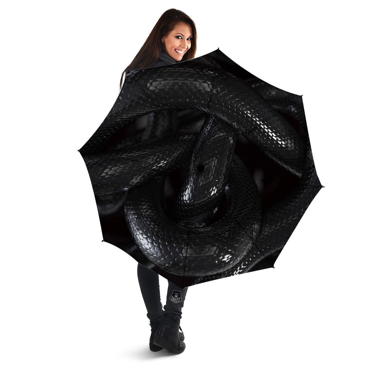 Black Snake Print Umbrella-grizzshop