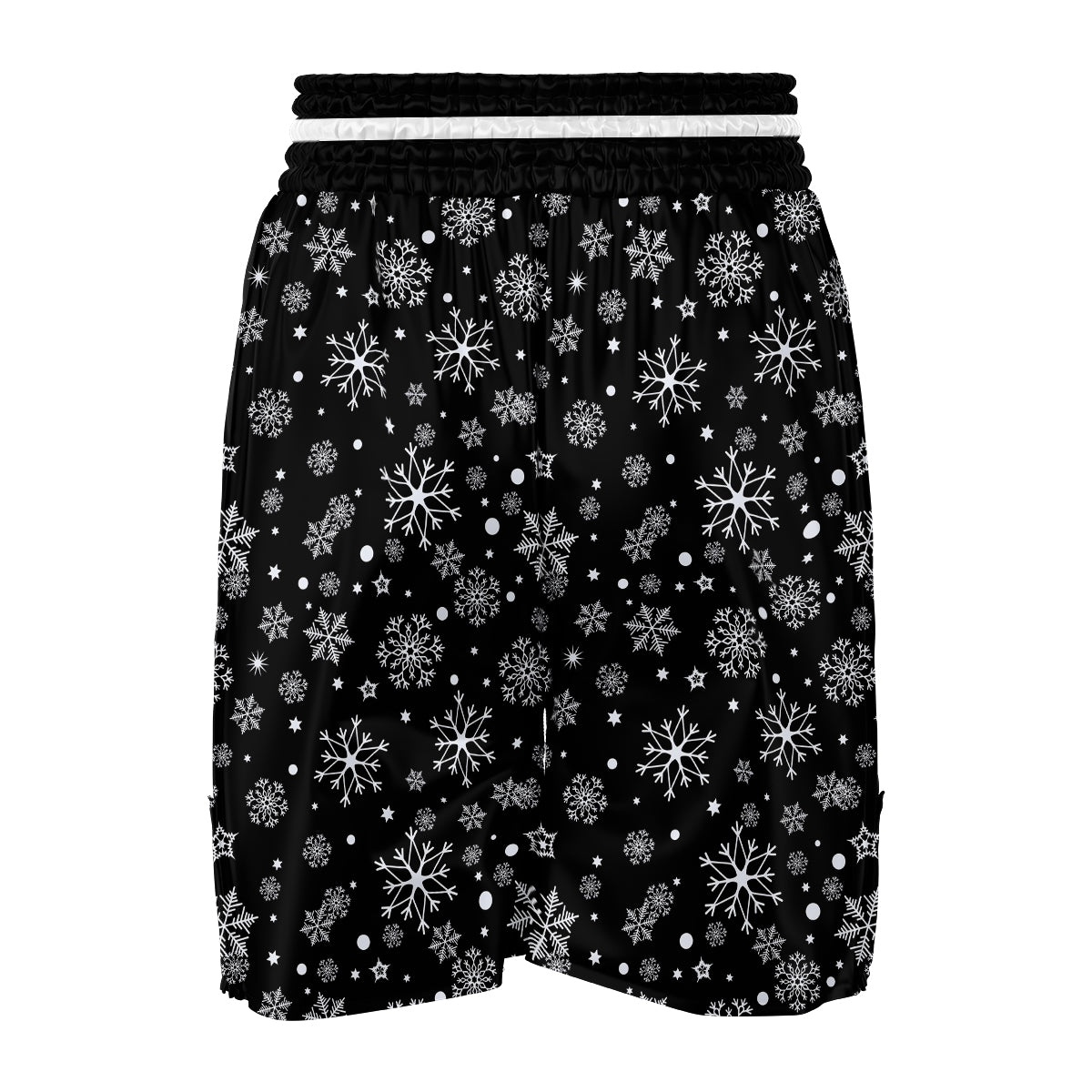 Black Snowflake Pattern Print Boxing Shorts-grizzshop