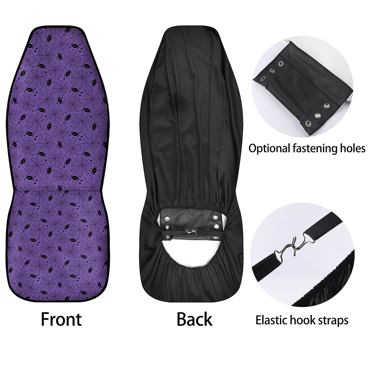 Black Spider And Purple Print Pattern Car Seat Covers-grizzshop