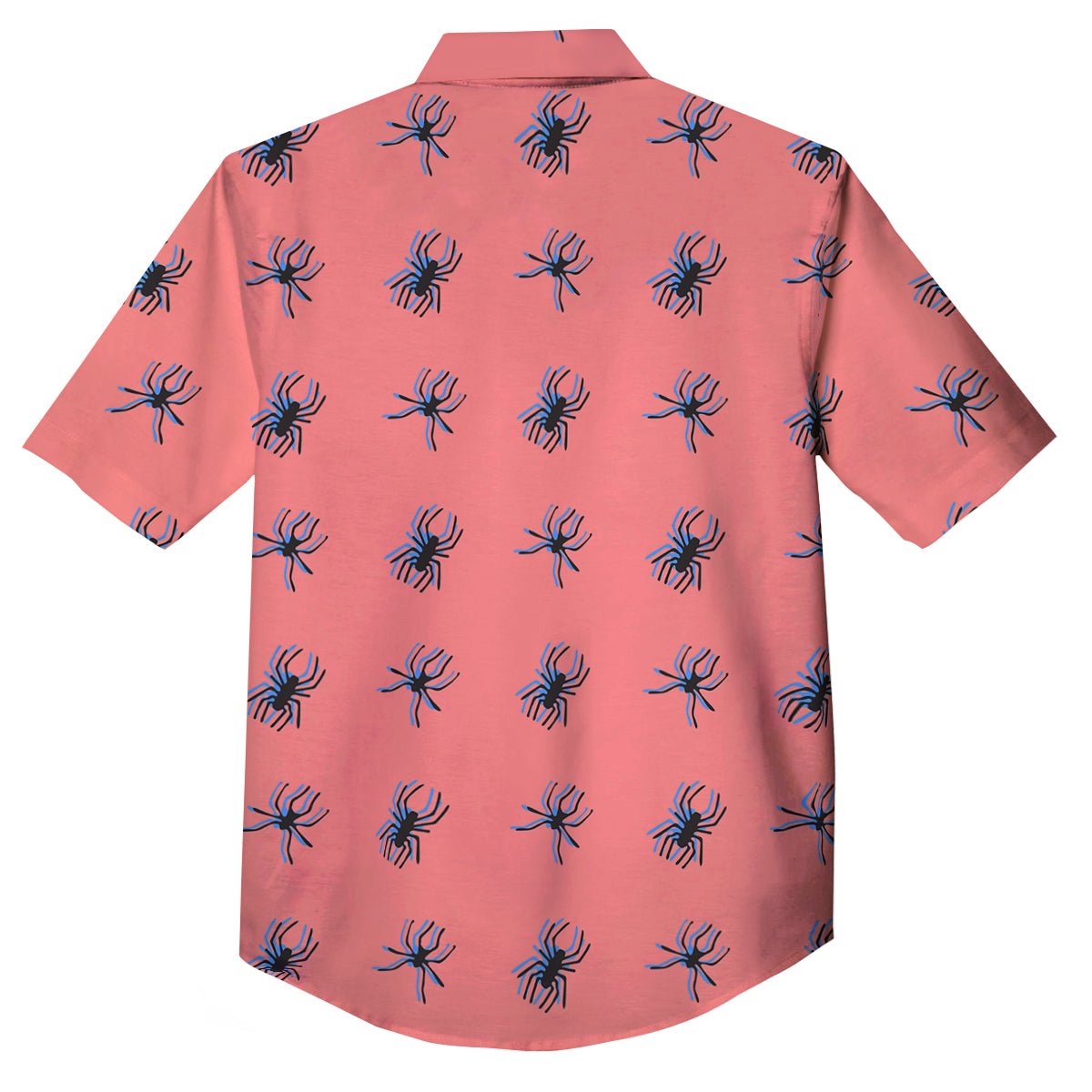 Black Spider Pink Print Pattern Button Up Shirt-grizzshop